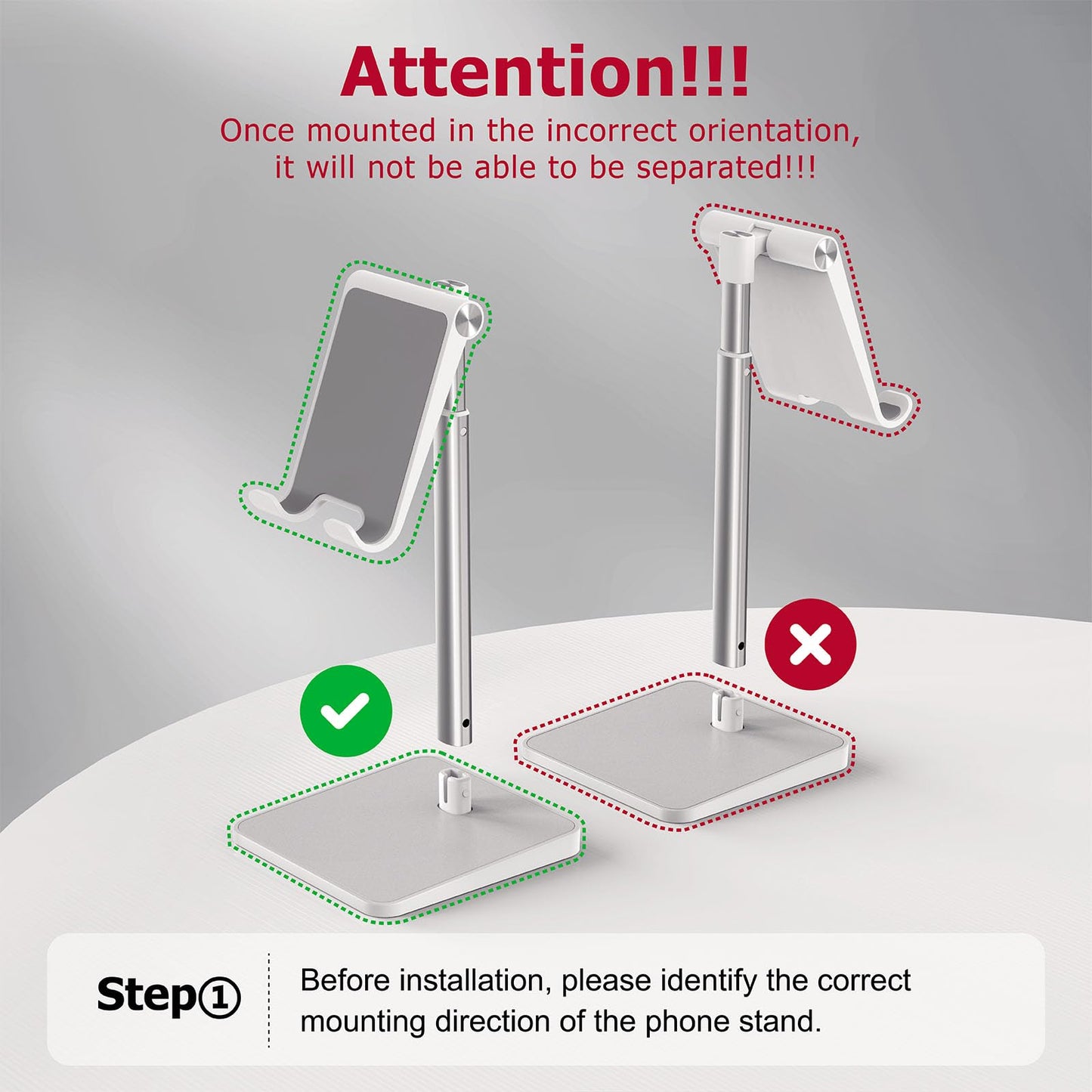 Cell Phone Stand, OMOTON Adjustable Angle Height Desk Phone Dock Holder for iPhone SE 16 Pro Max/Plus/XS/XR, Samsung Galaxy S20 / S10 / S9 / S8 and Other Phones (3.5-7.0-Inch),Silver