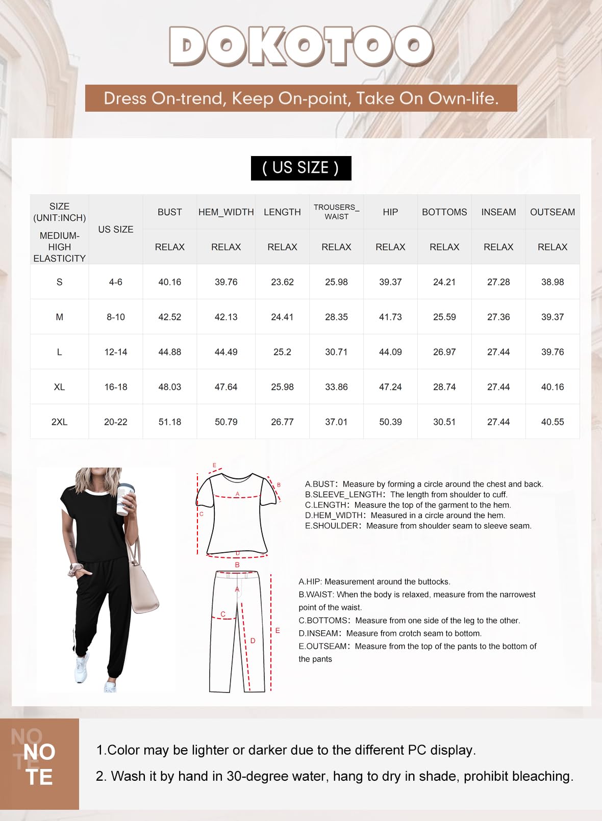 Dokotoo Women's 2 Piece Outfits Sweatsuit Colorblock Comfy Lounge Sets Knit Short Sleeve Jogger Sweatpants Tracksuits