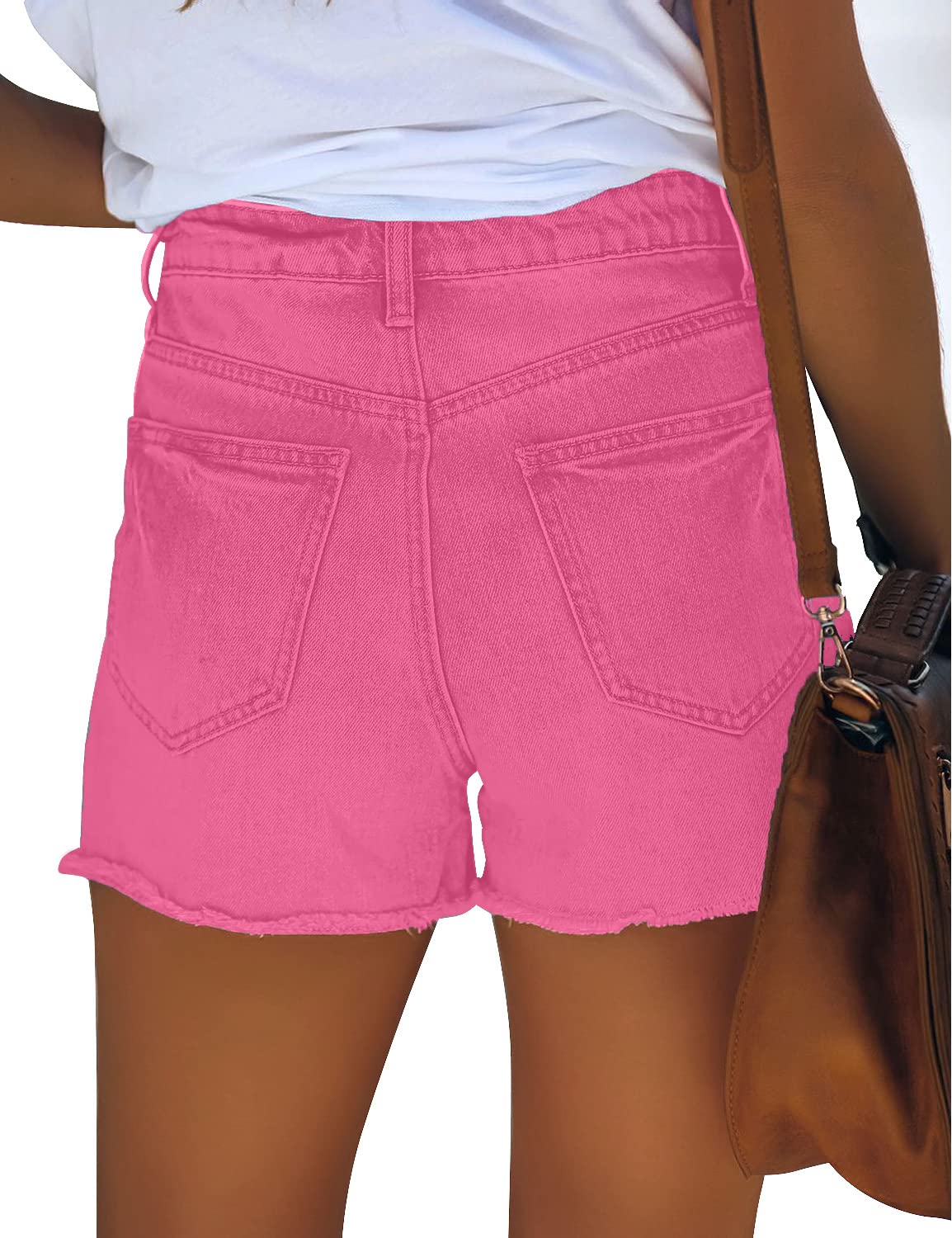 GRAPENT Women's High Waisted Ripped Stretchy Denim Hot Short Summer Jean Shorts