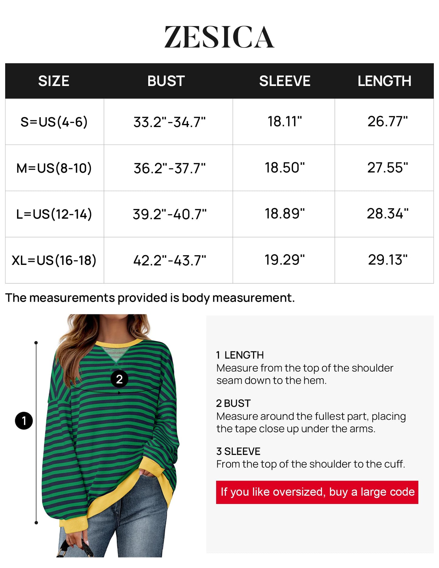 ZESICA Womens Casual Striped Pullover Tops Long Sleeve Shirts Crewneck Oversized Sweatshirts 2024 Fall Clothes