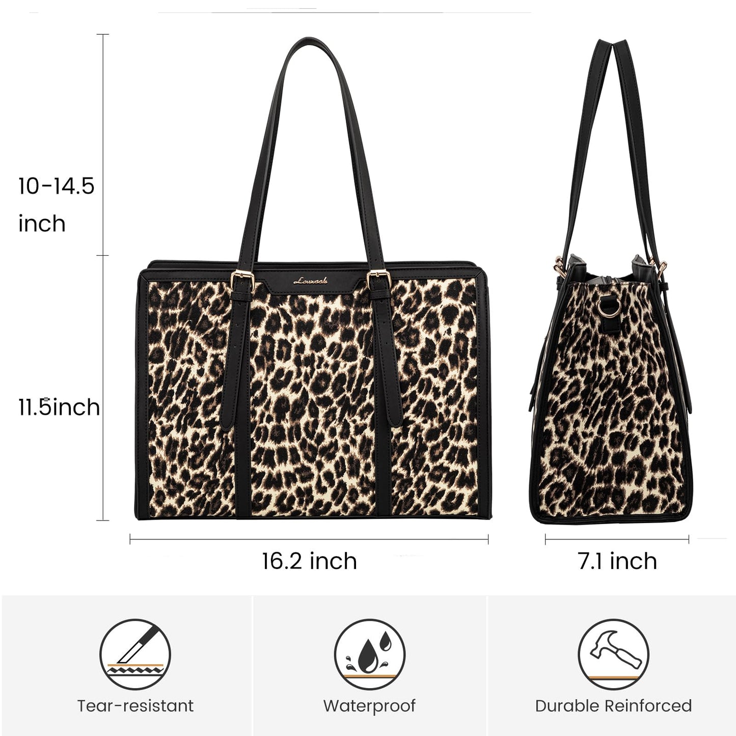 LOVEVOOK Laptop Tote Bag for Women,15.6 inch Canvas Leather Computer bag with Clutch Purse for Business, Travel, Casual