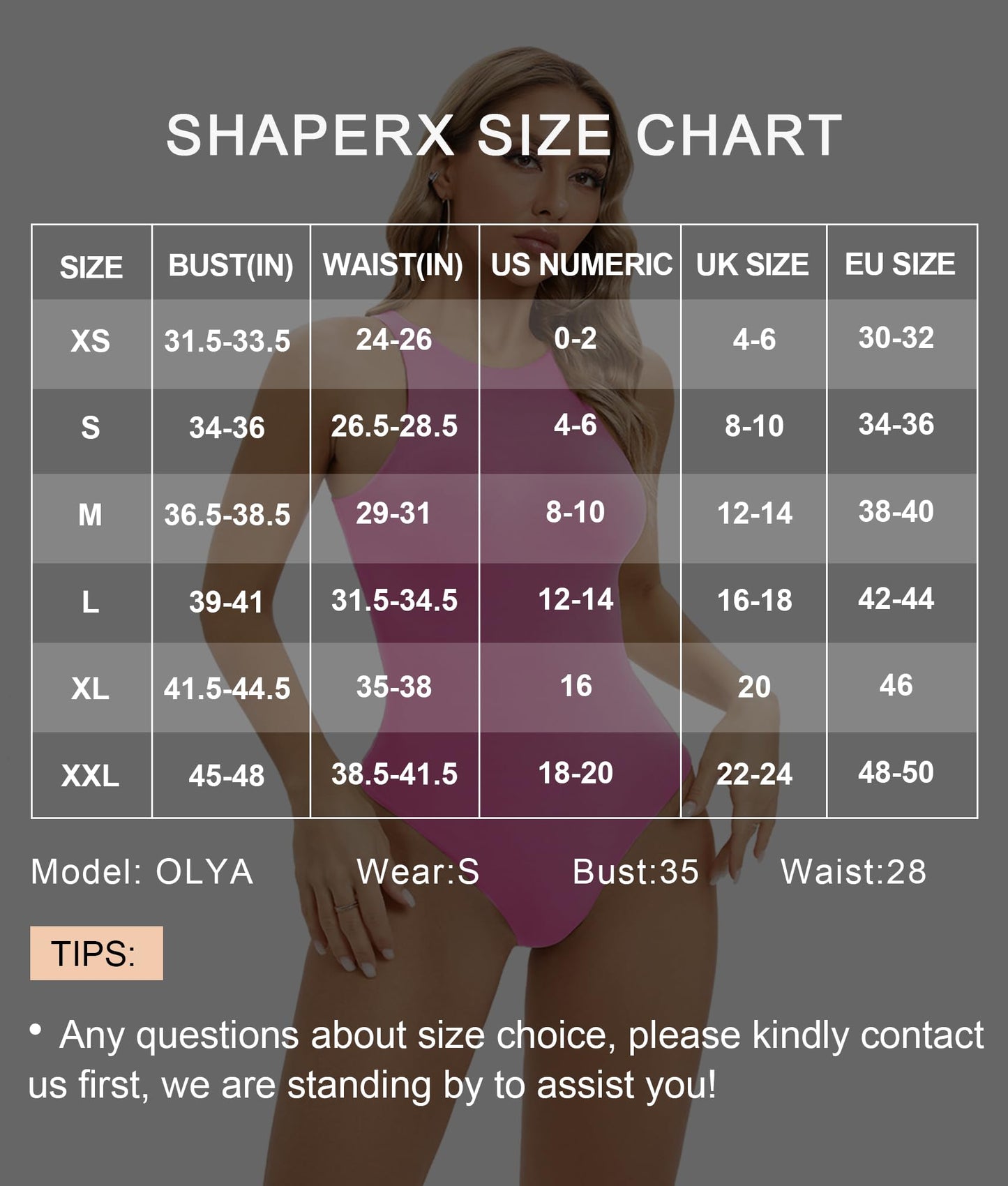 SHAPERX Women's Fit Everybody Bodysuit Soft Crew Neck T-shirt Body Suits with Thong Design