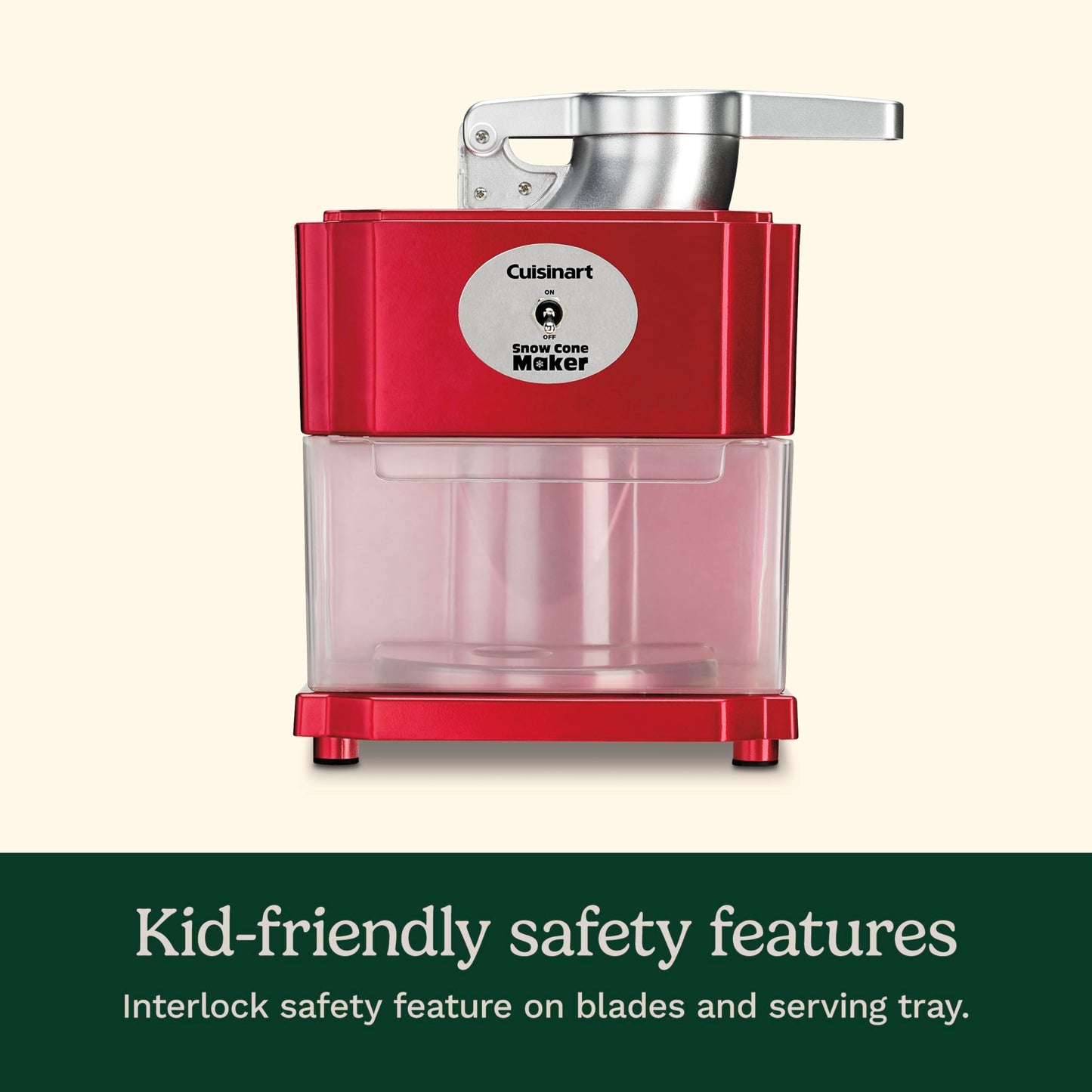 Cuisinart Snow Cone Machine - Makes 5 Icy Cones for Slushies & Frozen Drinks - Includes Reusable & Paper Cones, Red, SCM-10P1