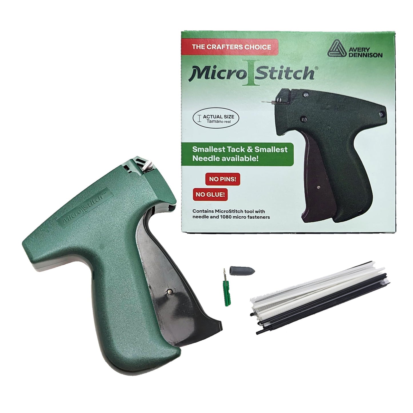 MicroStitch Tagging Gun Kit – Includes 1 Needle, 600 White Fasteners & 480 Black Fasteners (Starter Kit)