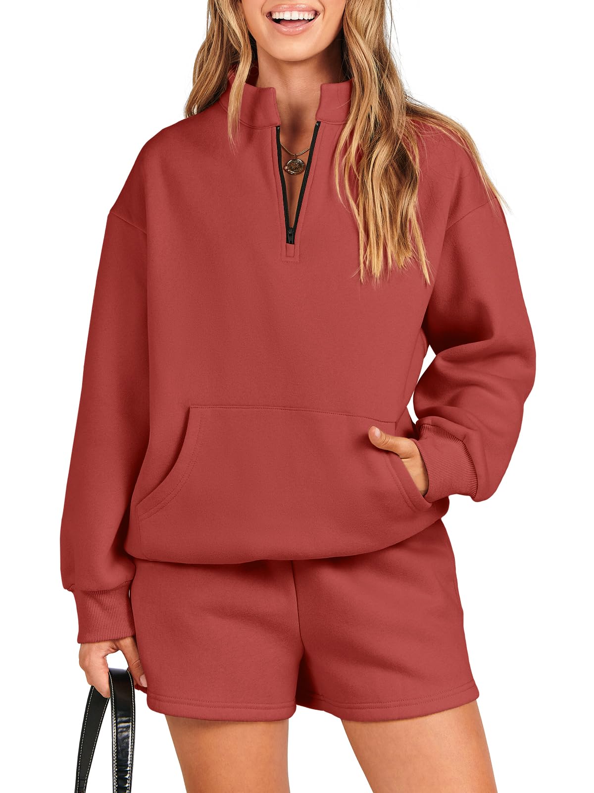 ANRABESS Women 2 Piece Outfits Sweatshirt Shorts Sets 2024 Oversized Casual Lounge Sweat Set Sweatsuit Workout Tracksuit