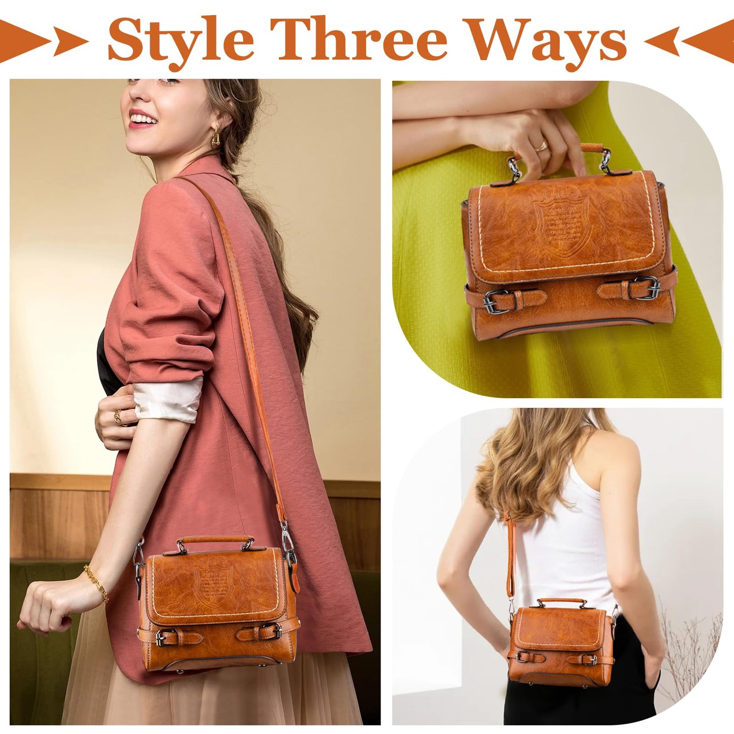 Shoulder Bag for Women, Cute PU Leather Small Purse Handbags, Retro Classic Tote Purses for Women with Removable Strap