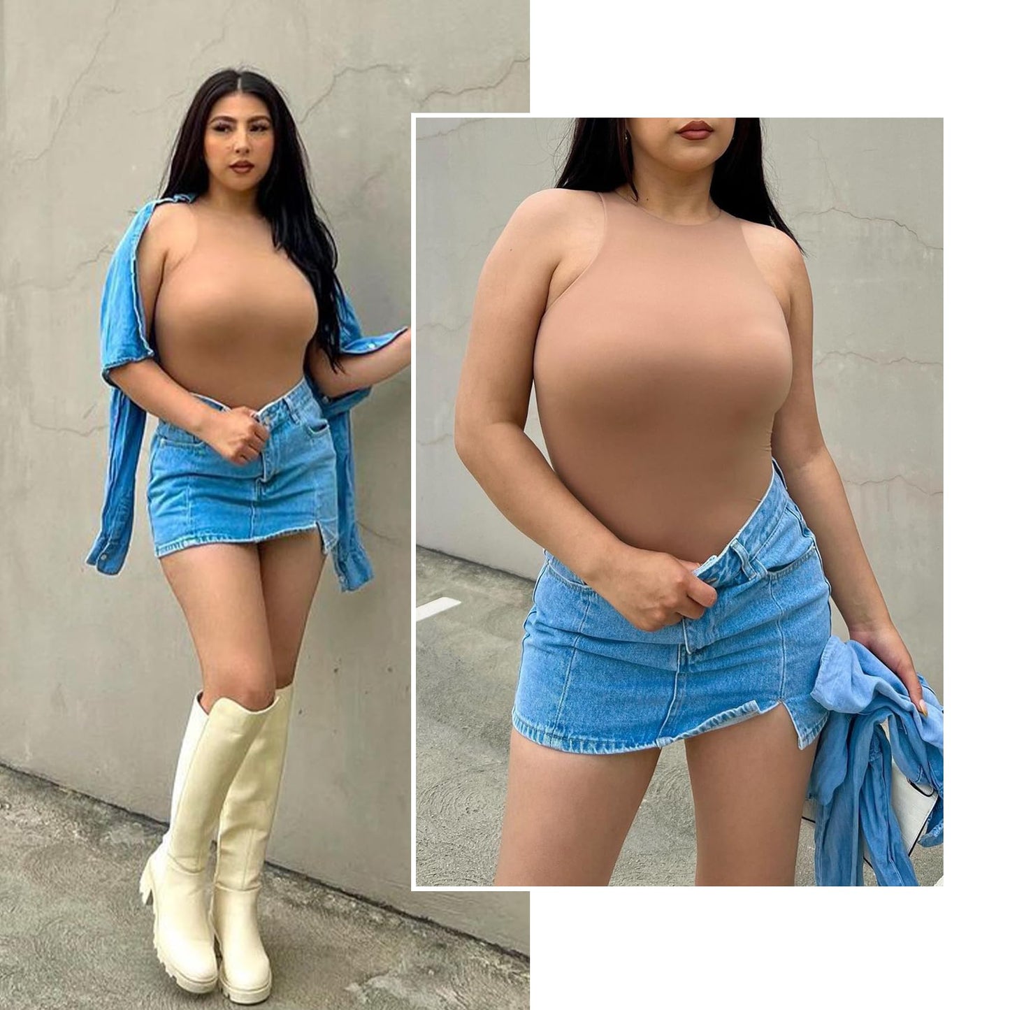 SHAPERX Women's Fit Everybody Bodysuit Soft Crew Neck T-shirt Body Suits with Thong Design