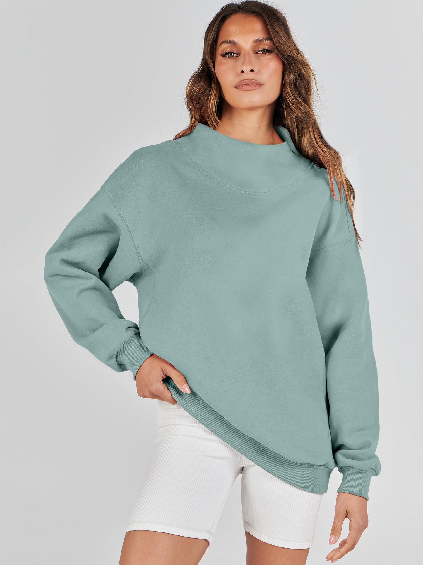 ANRABESS Womens Oversized Sweatshirts Turtleneck Pullover Long Sleeve Hoodies Tops 2024 Fall Fashion Preppy Outfits