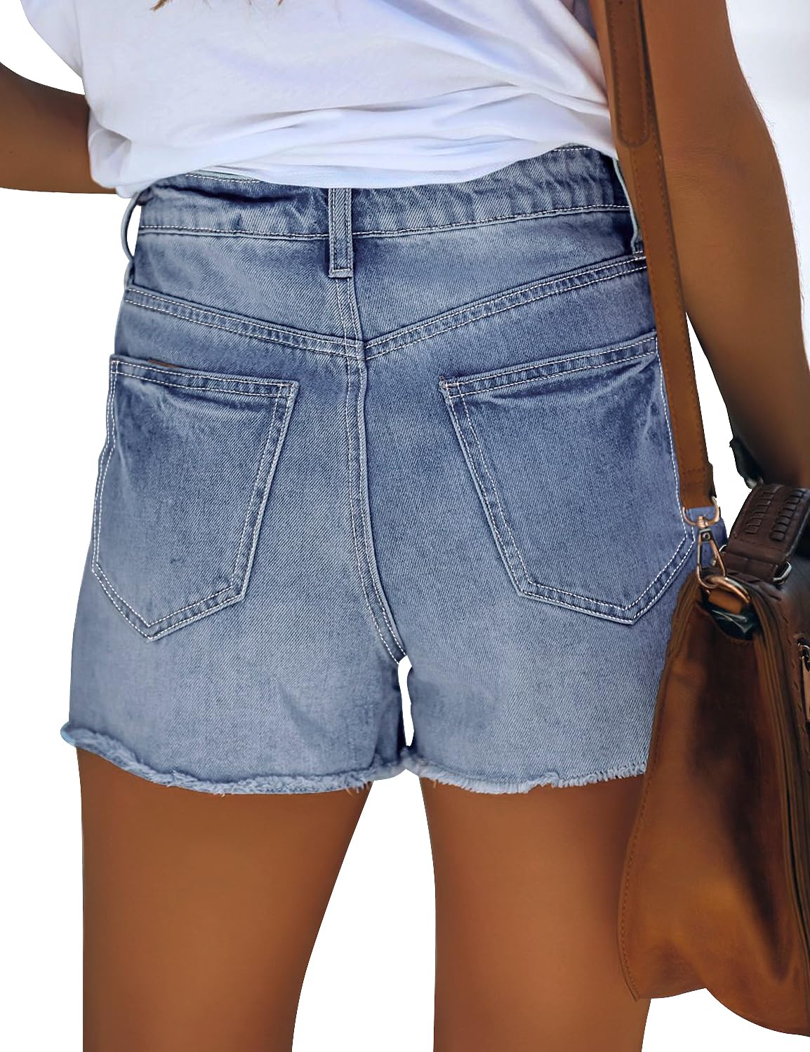 GRAPENT Women's High Waisted Ripped Stretchy Denim Hot Short Summer Jean Shorts