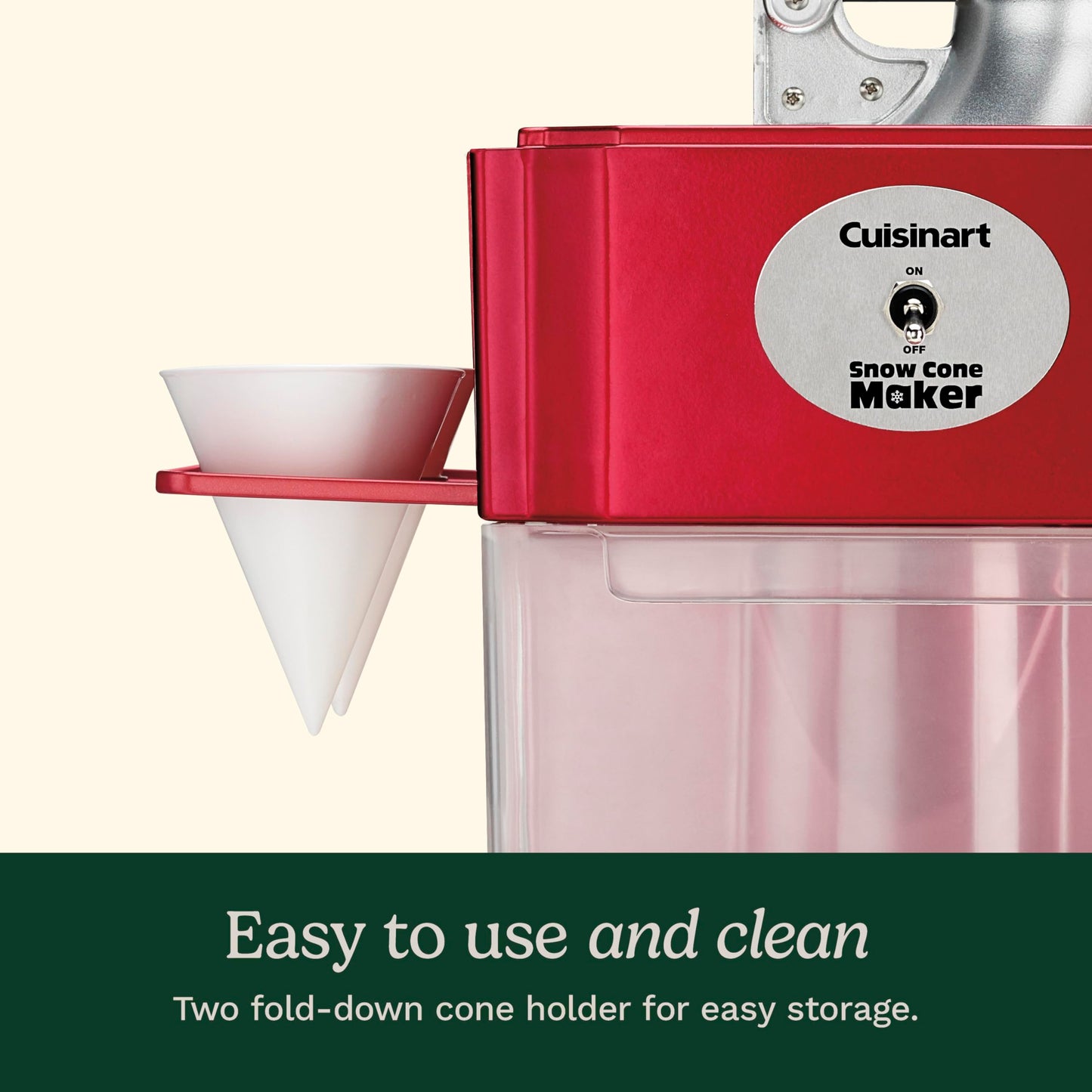 Cuisinart Snow Cone Machine - Makes 5 Icy Cones for Slushies & Frozen Drinks - Includes Reusable & Paper Cones, Red, SCM-10P1