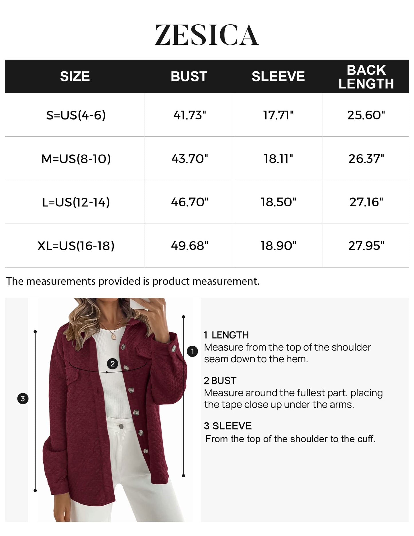 ZESICA Women's Casual Long Sleeve Button Down Loose Lightweight Shacket Shirt Jacket Coat Outerwear with Pockets