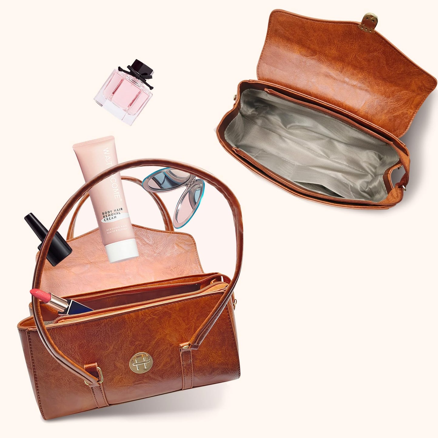 Shoulder Bag for Women, Cute PU Leather Small Purse Handbags, Retro Classic Tote Purses for Women with Removable Strap