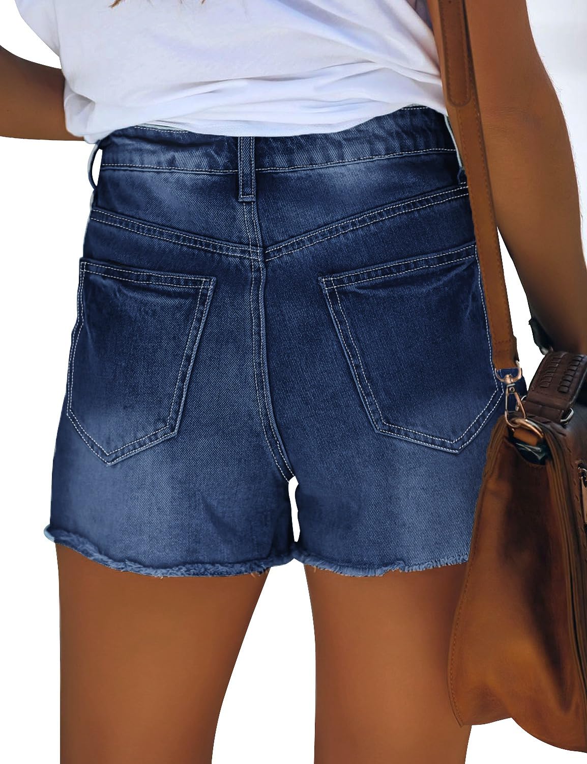 GRAPENT Women's High Waisted Ripped Stretchy Denim Hot Short Summer Jean Shorts