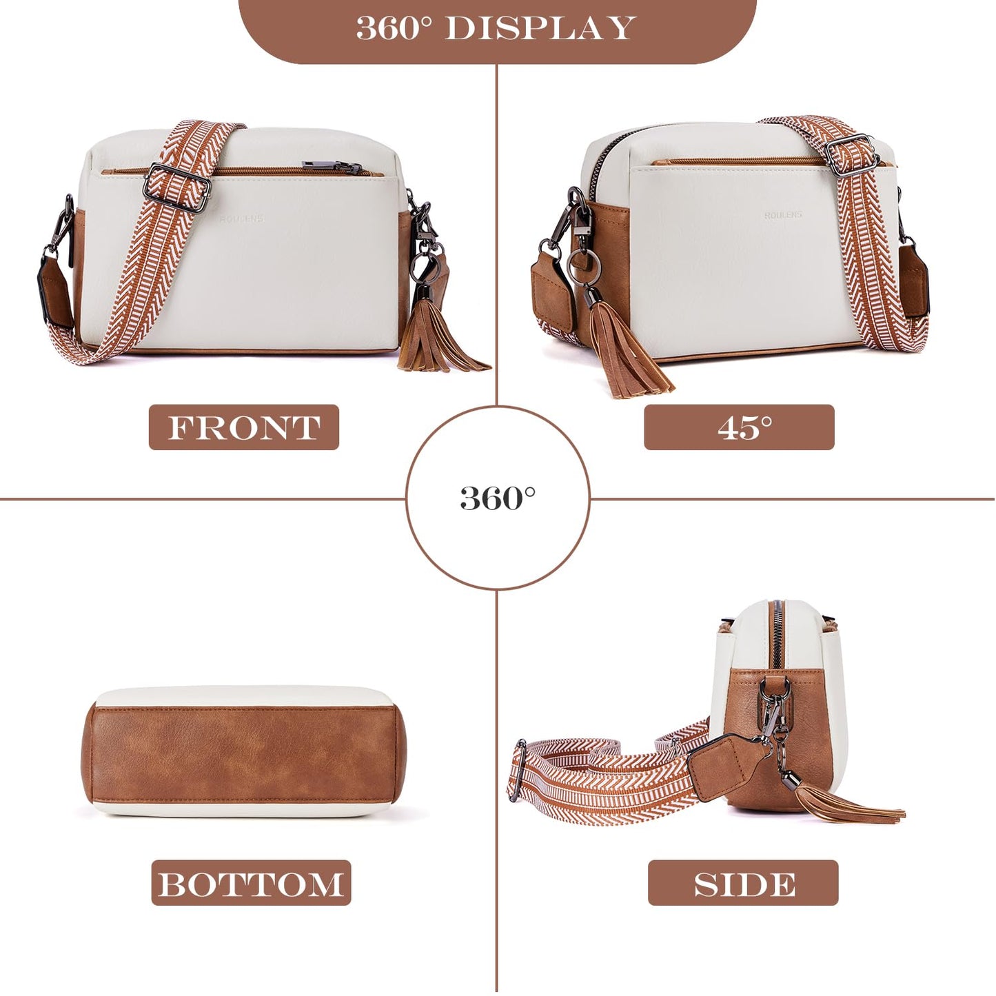 Triple Zip Small Crossbody Bag for women,Wide Strap Cell Phone Purse Shoulder Handbag Wallet with Credit Card Slots