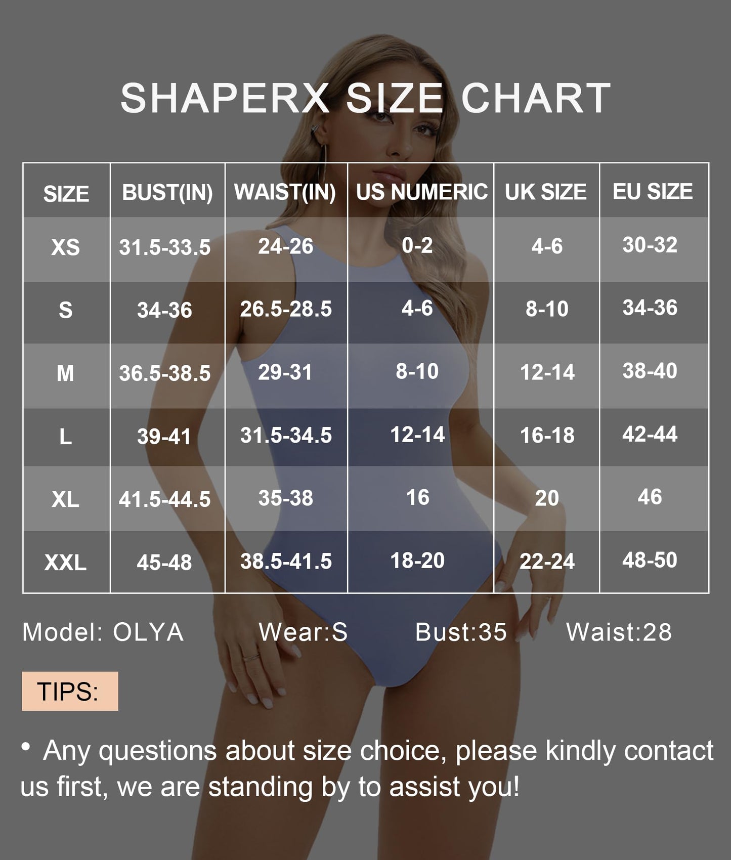 SHAPERX Women's Fit Everybody Bodysuit Soft Crew Neck T-shirt Body Suits with Thong Design