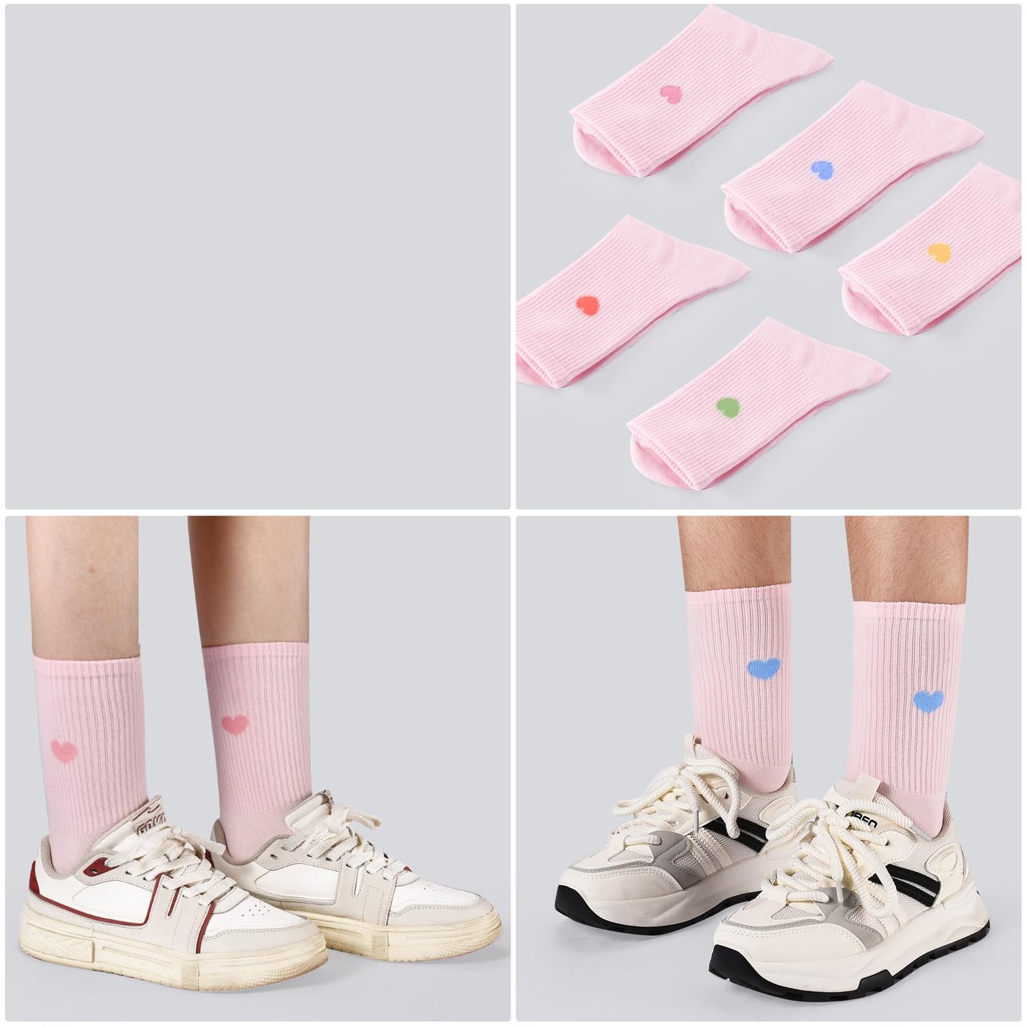 Corlap Women's Crew Calf Cotton Socks Long Fun Cute Heart Soft Dress Socks,Above Ankle High Casual Socks(5Pairs Gifts Box)