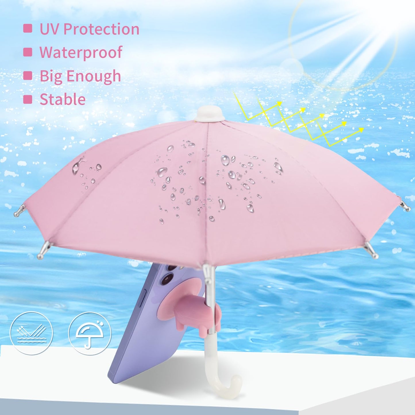 Phone Umbrella for Sun with Suction Cup Stand, Sun Shield with Suction Cup Mount Phone Holder Anti-Refection Block Glare, Creative Outdoor Cell Phone Holder Sun Shade