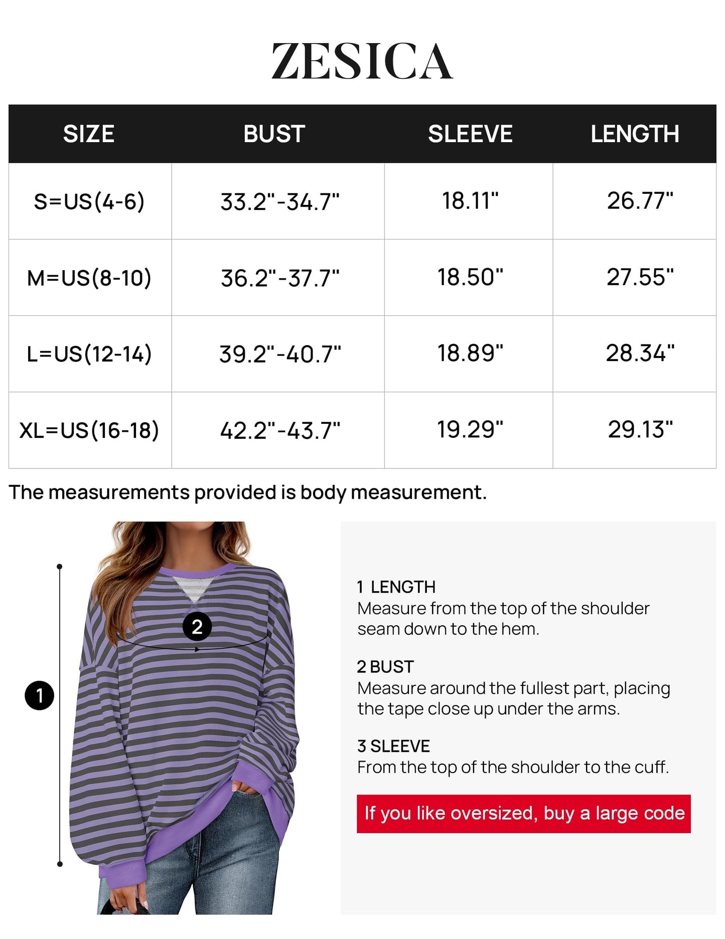 ZESICA Womens Casual Striped Pullover Tops Long Sleeve Shirts Crewneck Oversized Sweatshirts 2024 Fall Clothes