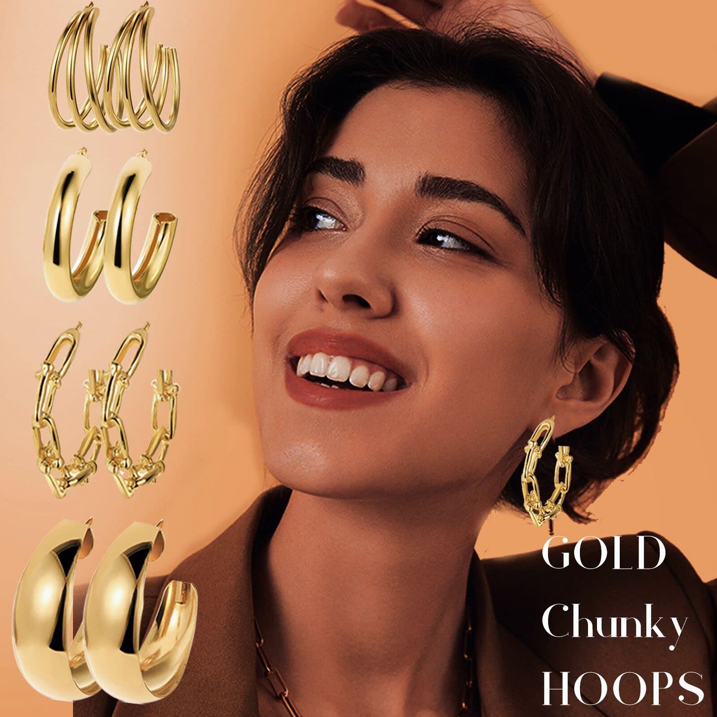 45 Pairs Gold Hoop Earrings for Women, Chunky Twisted Small Big Hoops Earring Packs Set, Earrings for women multipack, Fashion Trendy Earrings Jewelry for Birthday Party Christmas Gift