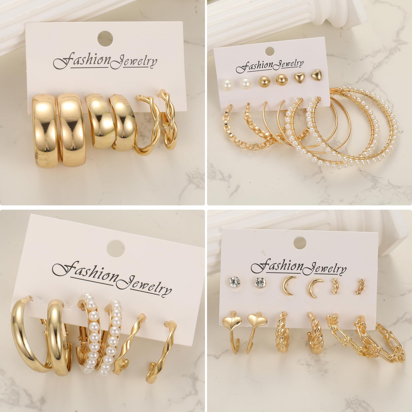 45 Pairs Gold Hoop Earrings for Women, Chunky Twisted Small Big Hoops Earring Packs Set, Earrings for women multipack, Fashion Trendy Earrings Jewelry for Birthday Party Christmas Gift