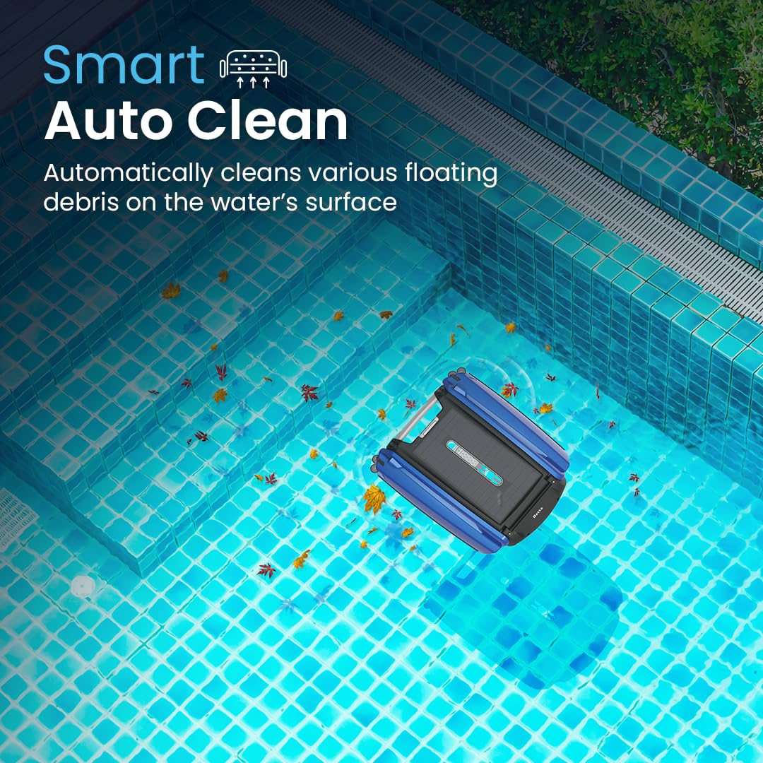 Betta SE Solar Powered Automatic Robotic Pool Surface Skimmer Cleaner with 30-Hour Continuous Cleaning Battery Power and Re-Engineered Twin Salt Chlorine Tolerant Motors (White)