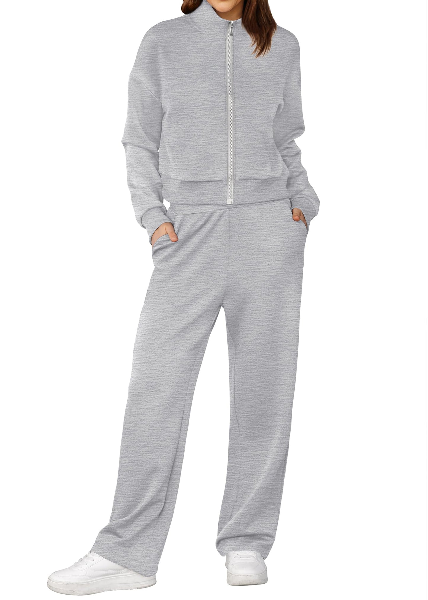 XIEERDUO Lounge Sets for Women 2024 Sweatsuit 2 Piece Outfits Sweatshirt Wide Leg Sweatpant Tracksuit Matching Set