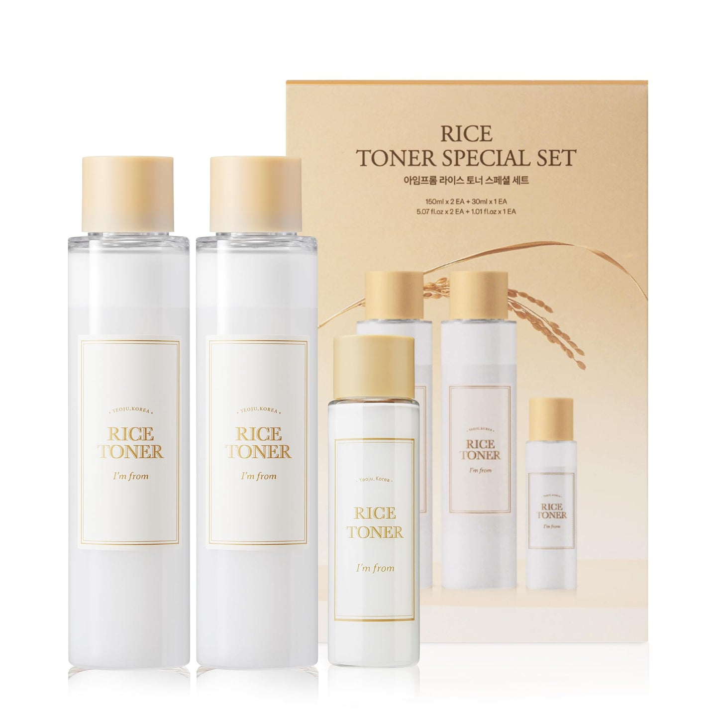 I'm from Rice Toner, Milky Toner for Glowing Skin, 77.78% Korean Rice, Glow Essence with Niacinamide, Hydrating for Dry, Dull, Combination Skin, Vegan, Fragrance Free, Glass Skin 5.07 Fl Oz