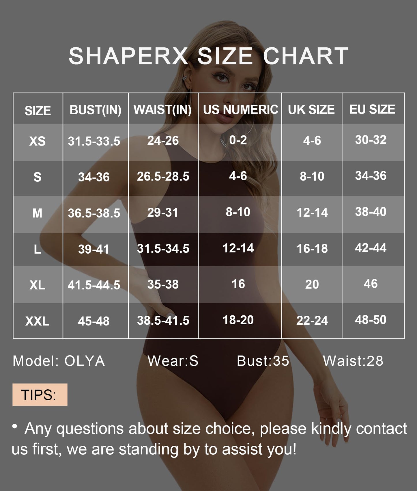 SHAPERX Women's Fit Everybody Bodysuit Soft Crew Neck T-shirt Body Suits with Thong Design