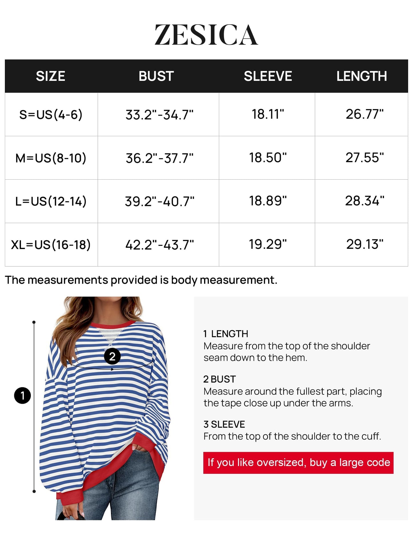 ZESICA Womens Casual Striped Pullover Tops Long Sleeve Shirts Crewneck Oversized Sweatshirts 2024 Fall Clothes