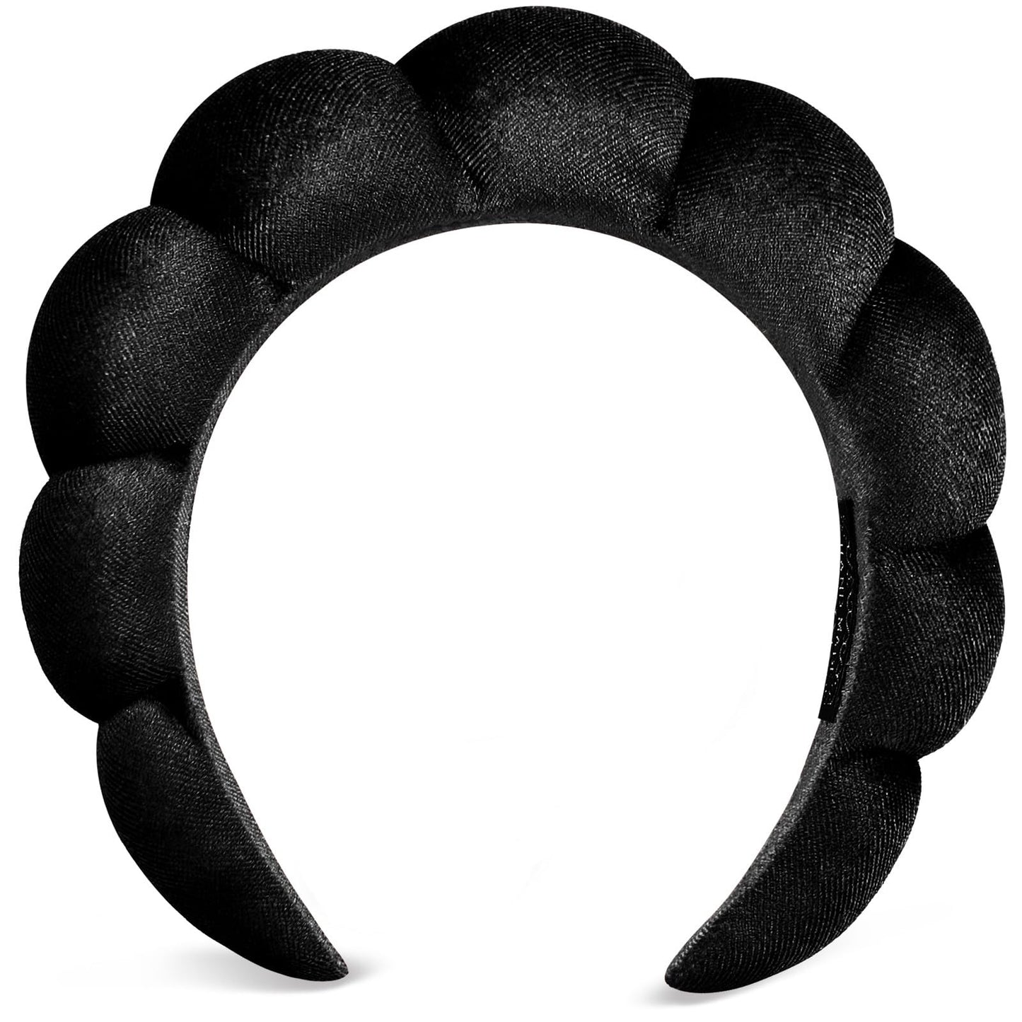 DOMMARE Skincare Headband For Washing Face Wristband Set, Bubble Spa Headbands For Women Teen Girl Gifts, Terry Cloth Puffy Hairband Make Up Get Ready Halloween Decor Hair Accessory(Black)