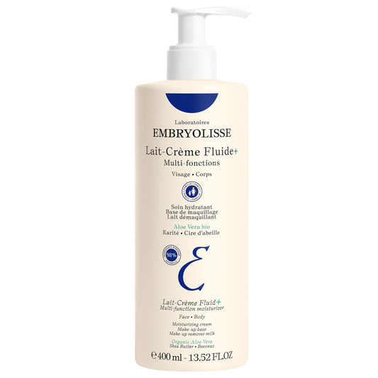 Embryolisse Lait Creme Fluid+ Face & Body Cream Refill, Natural Lightweight Moisturizer for All Skin Types. Hydrating Lotion, Shea Butter & Aloe Vera, 13.52 Fl Oz