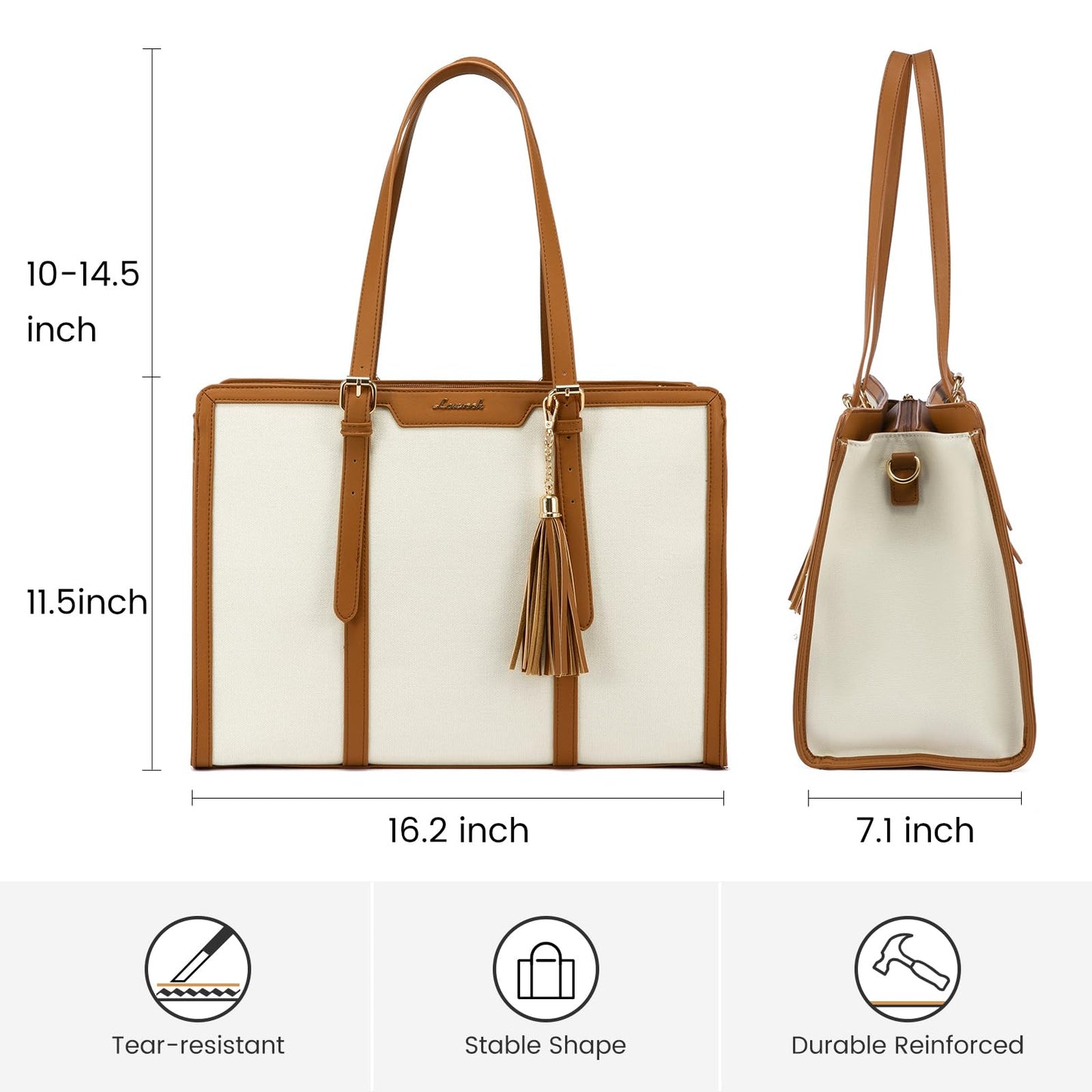 LOVEVOOK Laptop Tote Bag for Women,15.6 inch Canvas Leather Computer bag with Clutch Purse for Business, Travel, Casual