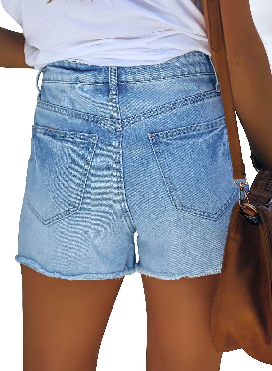 GRAPENT Women's High Waisted Ripped Stretchy Denim Hot Short Summer Jean Shorts