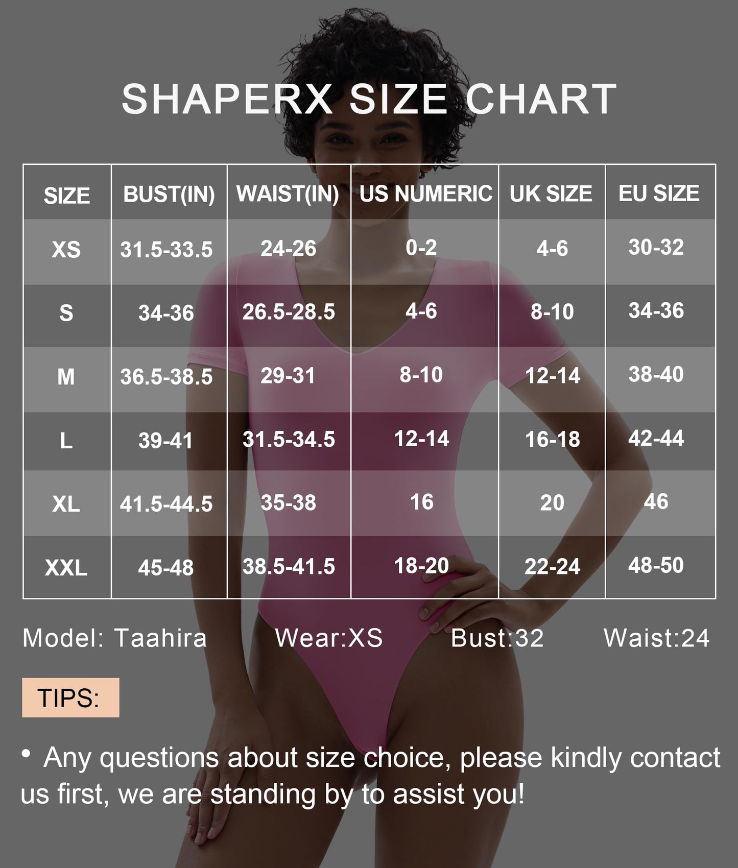 SHAPERX Women's Fit Everybody Bodysuit Soft Crew Neck T-shirt Body Suits with Thong Design