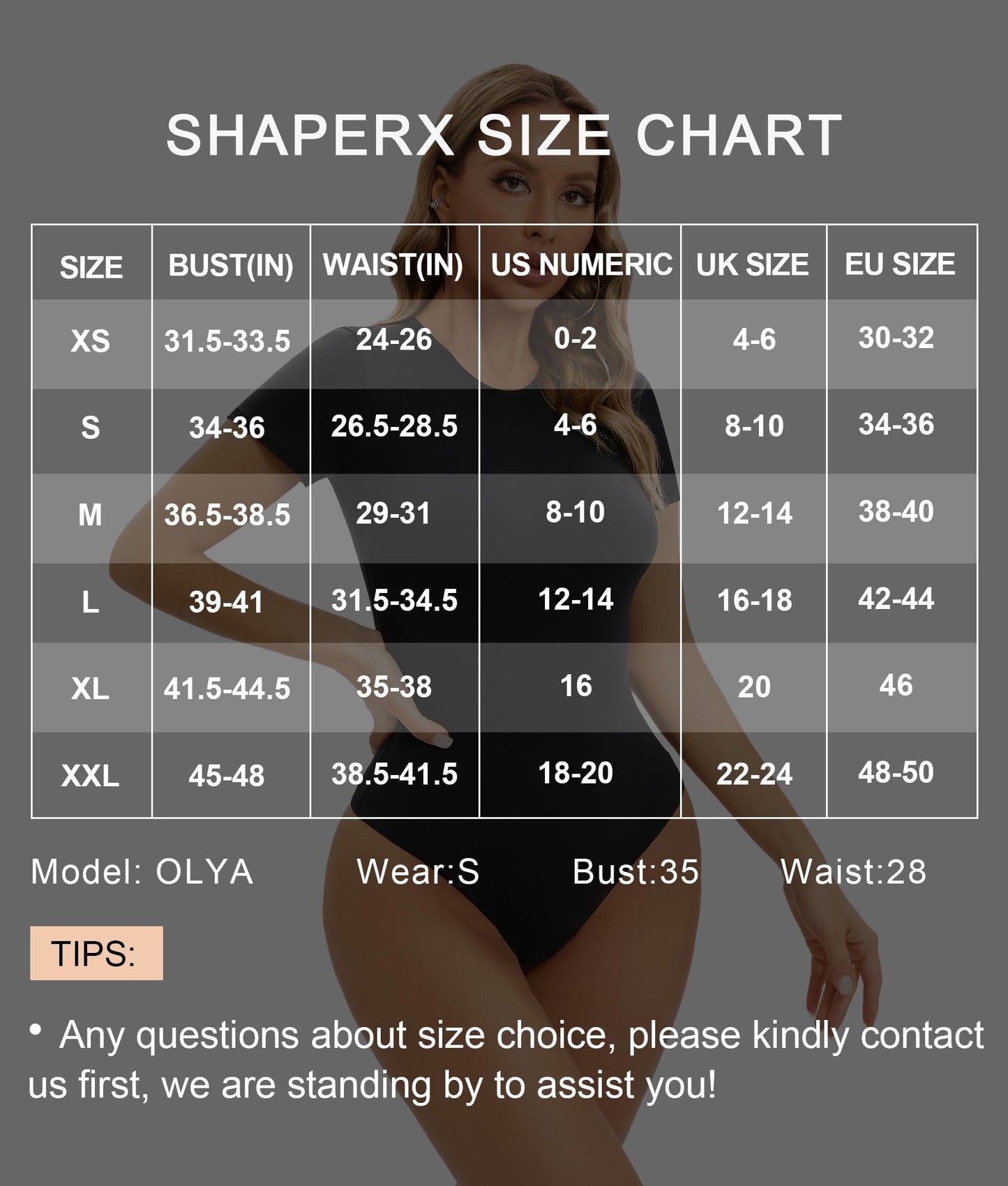 SHAPERX Women's Fit Everybody Bodysuit Soft Crew Neck T-shirt Body Suits with Thong Design