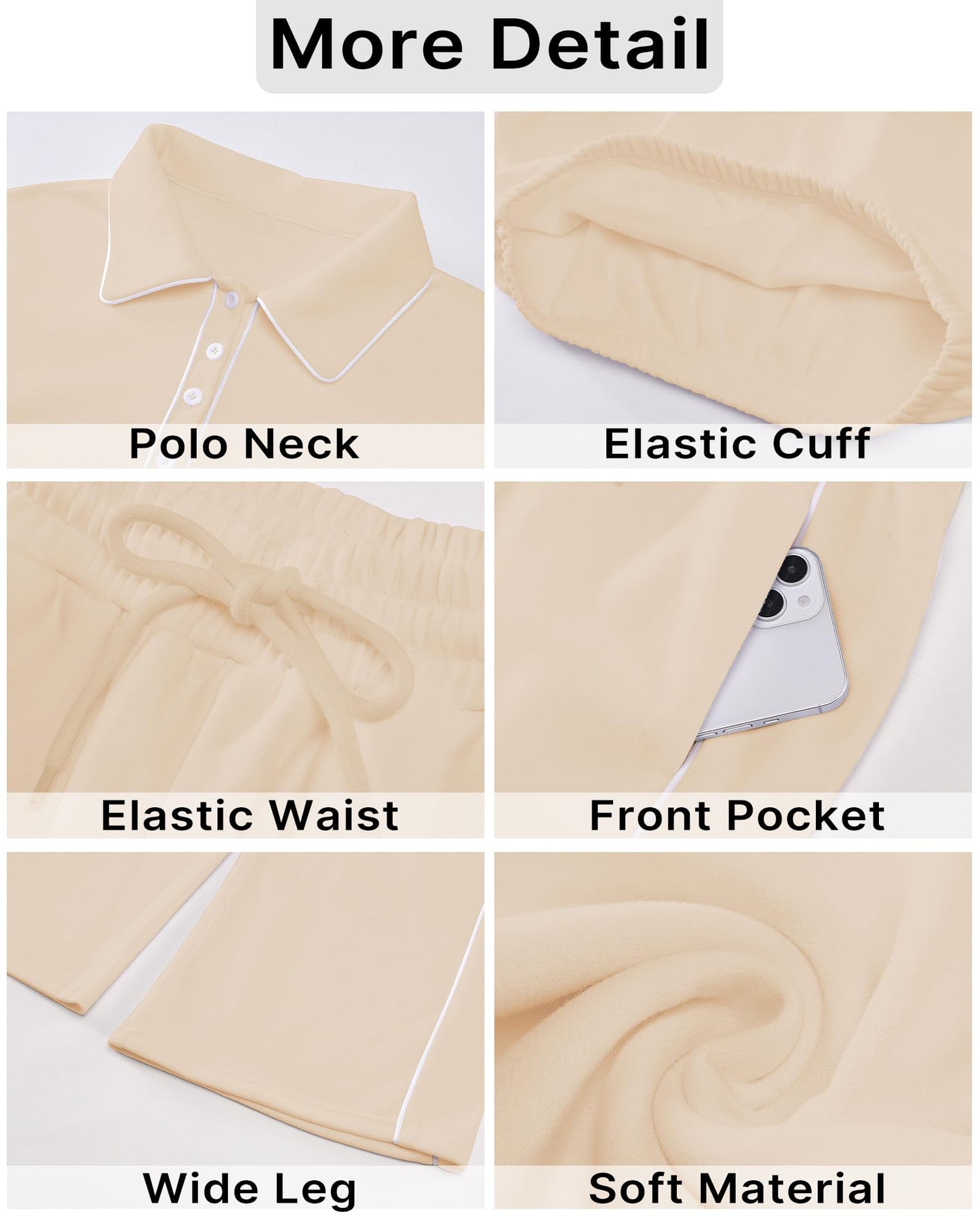 GRAPENT Sweatsuits Two Piece Sets for Women High Wasited Wide Leg Pants Fleece Button Pullover Sweatshirt Lounge Outfits