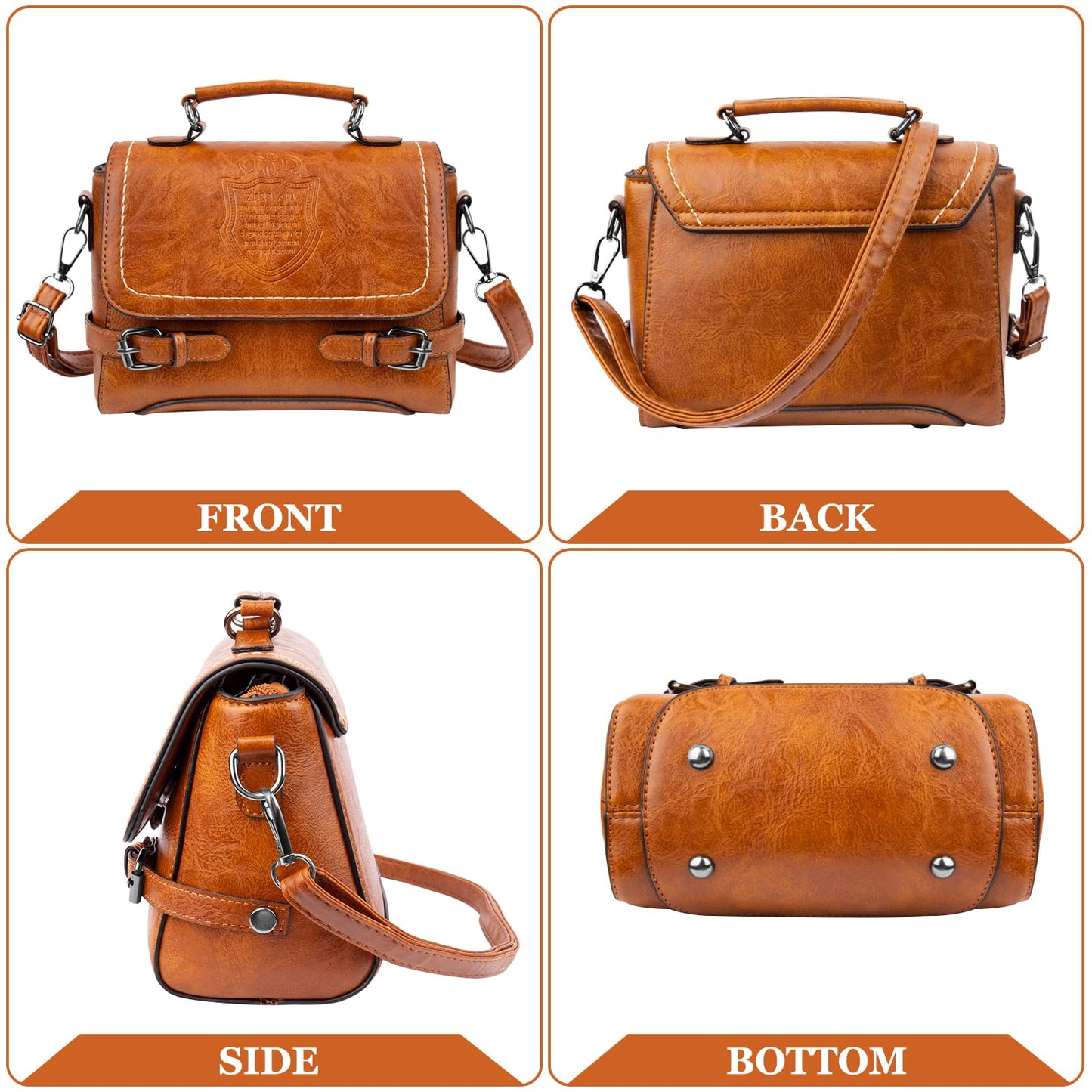 Shoulder Bag for Women, Cute PU Leather Small Purse Handbags, Retro Classic Tote Purses for Women with Removable Strap