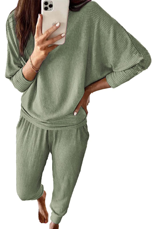 PRETTYGARDEN Women's Fall Fashion Outfits 2 Piece Sweatsuit Solid Color Long Sleeve Pullover Long Pants Lounge Set
