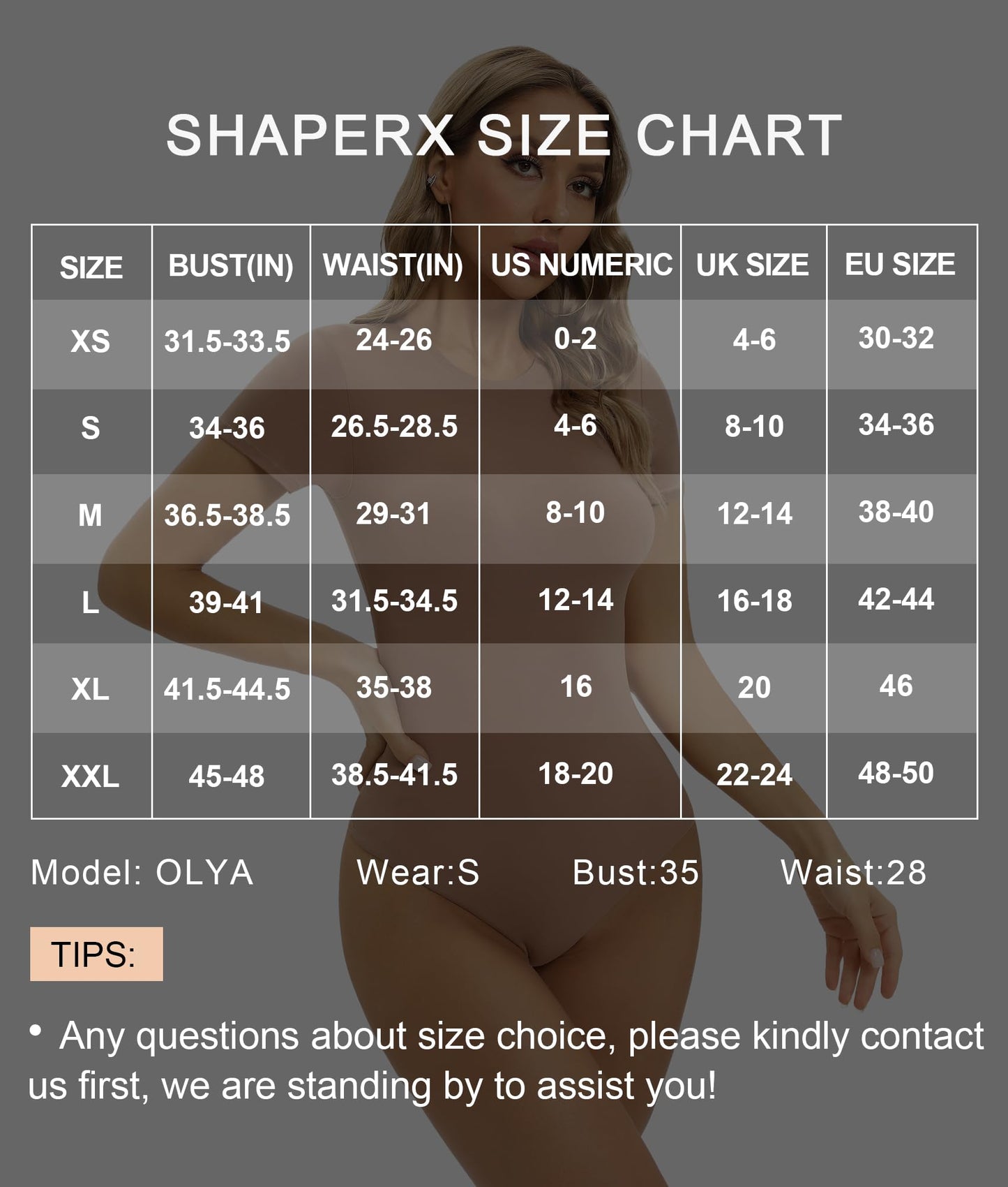 SHAPERX Women's Fit Everybody Bodysuit Soft Crew Neck T-shirt Body Suits with Thong Design