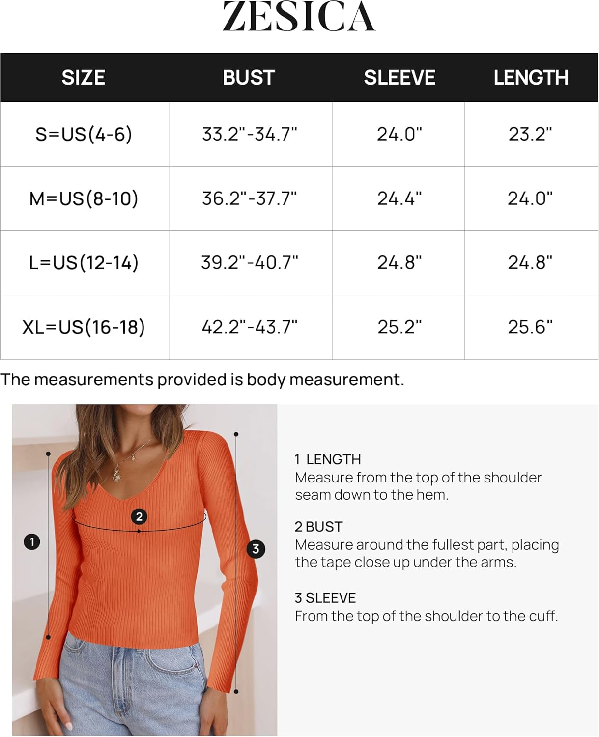 ZESICA Women's 2024 Fall Long Sleeve V Neck T Shirts Ribbed Knit Sweater Slim Fit Solid Basic Casual Tee Tops