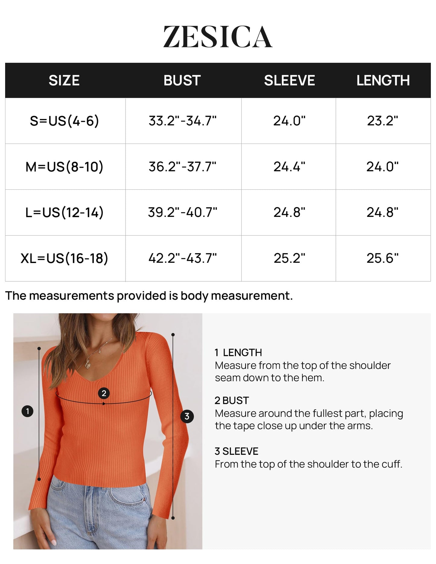 ZESICA Women's 2024 Fall Long Sleeve V Neck T Shirts Ribbed Knit Sweater Slim Fit Solid Basic Casual Tee Tops