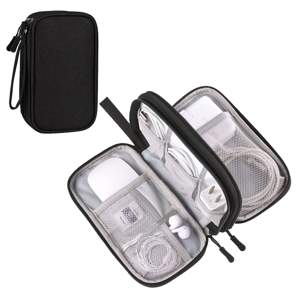 Tech Organizer Travel Case, Carry On Essentials Pouch Bag for Electronics & Accessories (Light Pink, Medium)