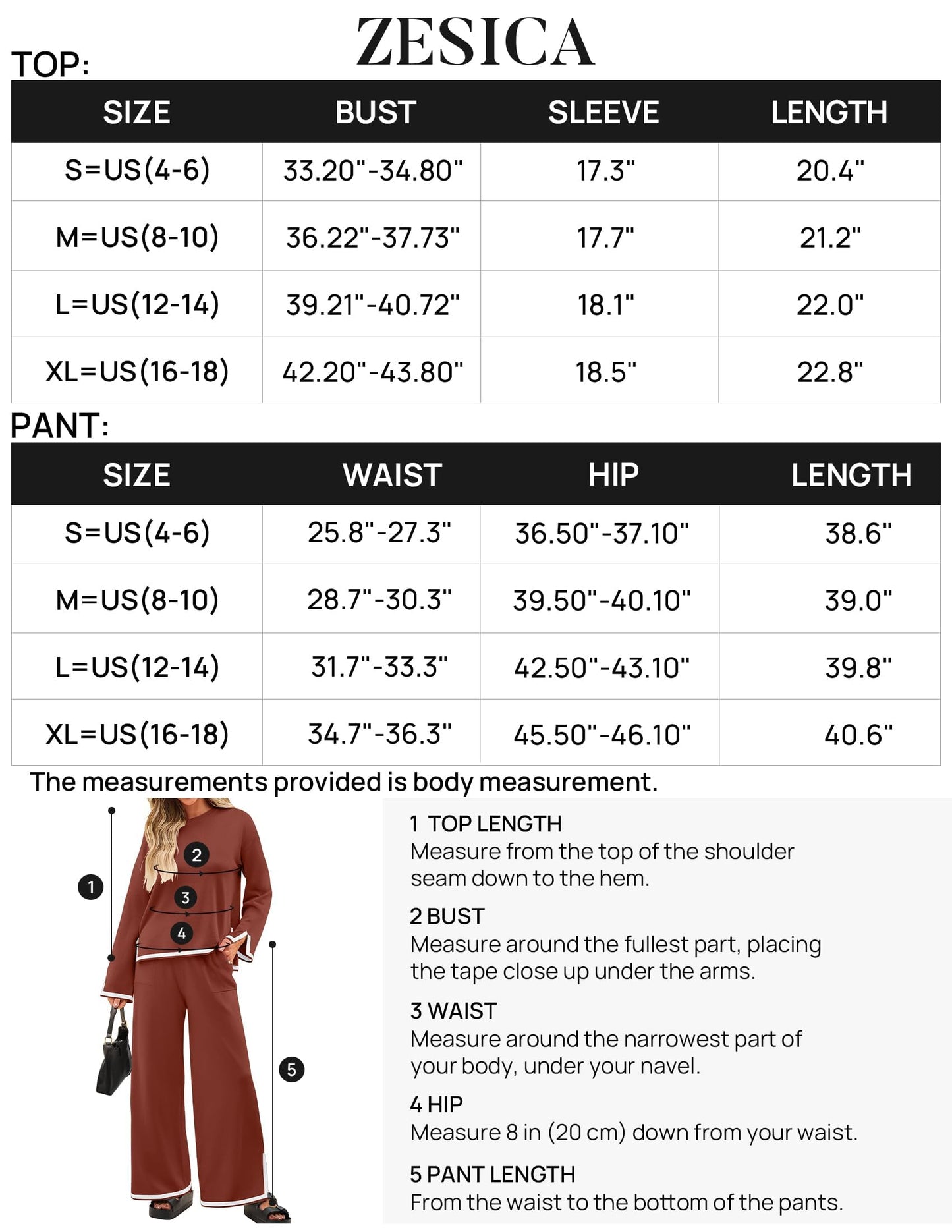 ZESICA Women's 2 Piece Outfits Set 2024 Casual Long Sleeve Knit Pullover Top and Wide Leg Pants Sweatsuit Lounge Sets