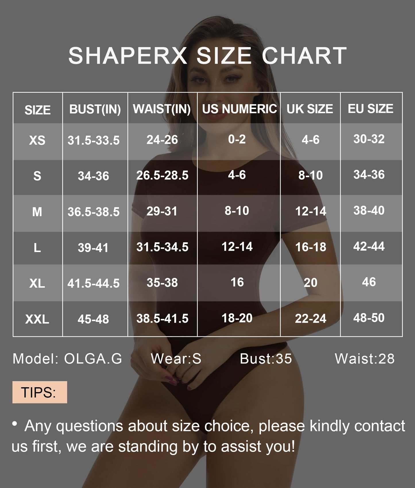 SHAPERX Women's Fit Everybody Bodysuit Soft Crew Neck T-shirt Body Suits with Thong Design