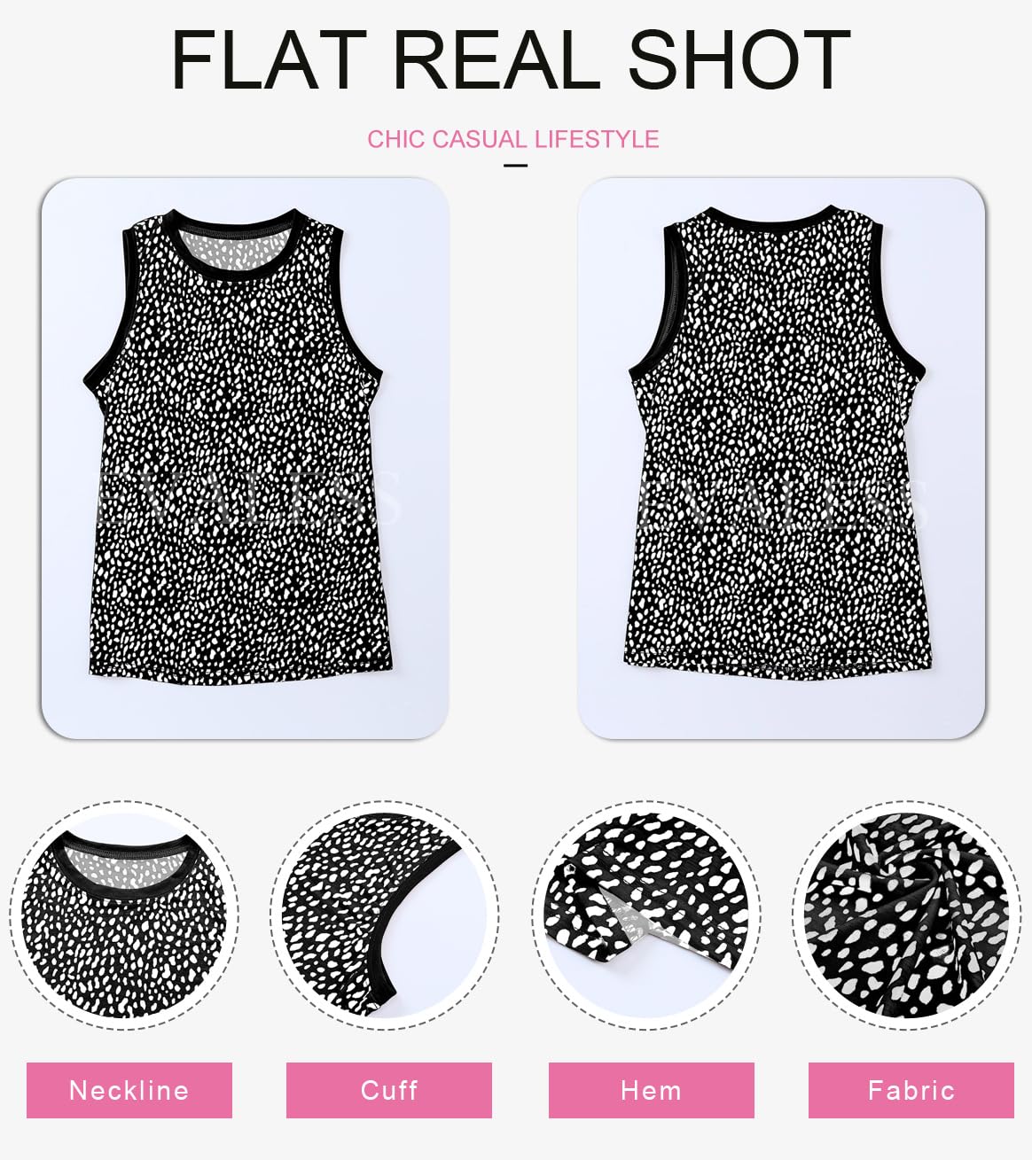 EVALESS Tank Top for Women Fashion Crewneck Sleeveless Clothing Trendy Polka Dots Tops Shirts Loose Fit Basic Tee Tshirts