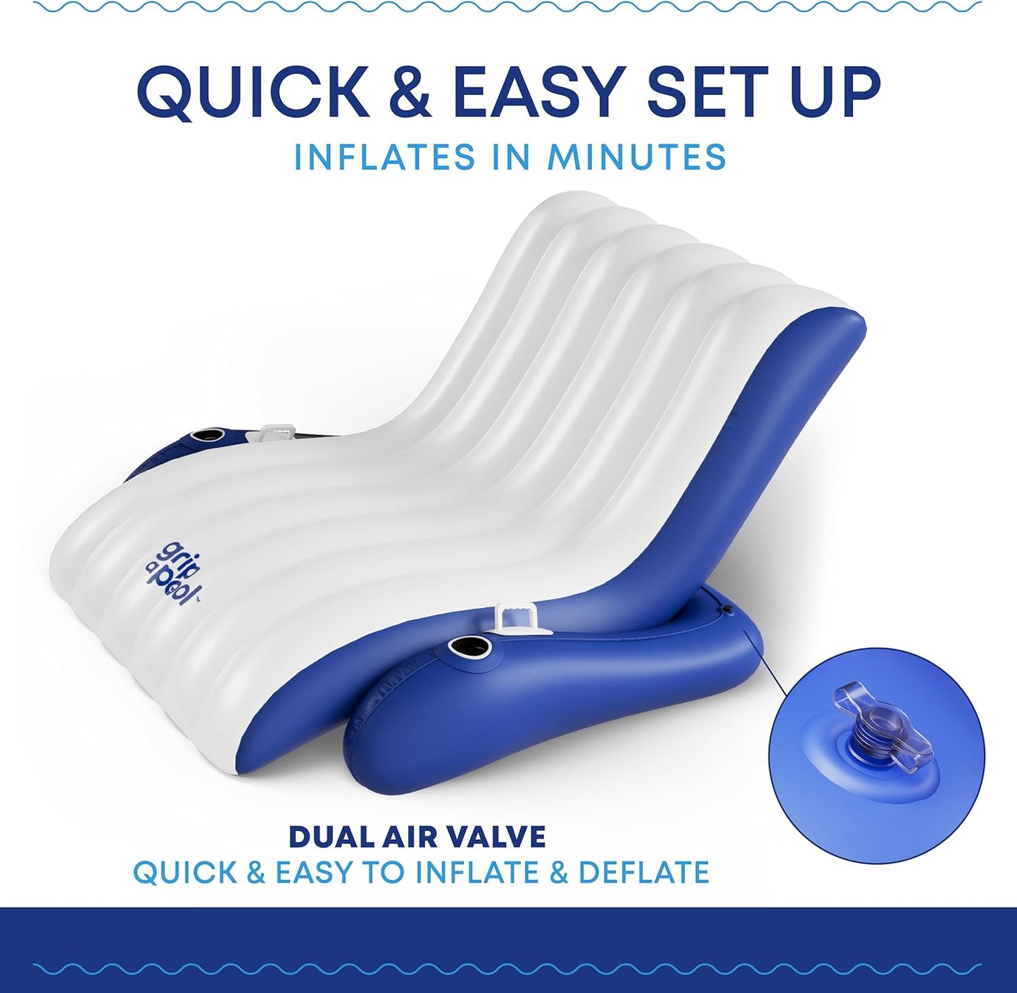 Inflatable Luxury Pool Chair Recliner Float for 1-2 Adults, Extra Large Heavy Duty Pool Lounge Float Raft for Pool Floating, Lake, River, Beach