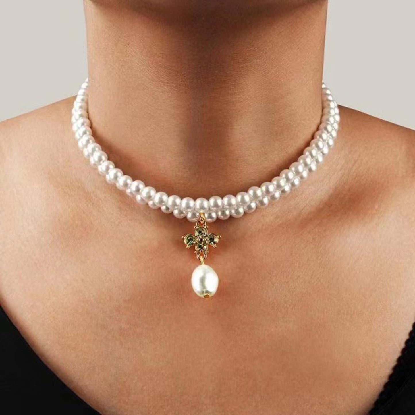 Pearl Choker Necklace for Women Layered Pearl Necklace Dainty Chunky Pearl Beaded Necklace Adjustable Faux Pearl Statement Necklace Trendy Stuff