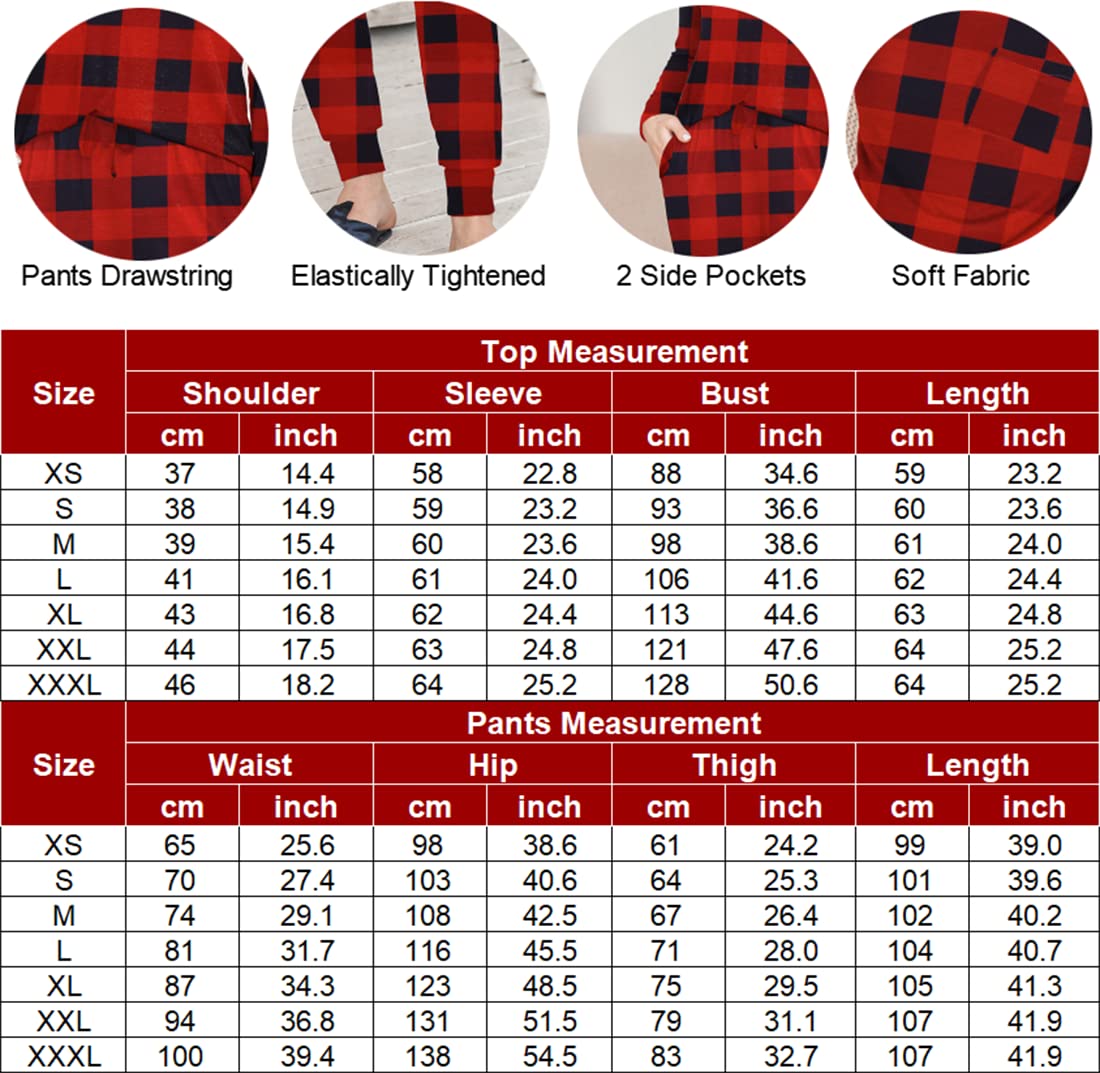 Ekouaer Pajamas Women's Long Sleeve Pj Set Soft 2 Piece Loungewear Sleepwear with Jogger Pants XS-3XL