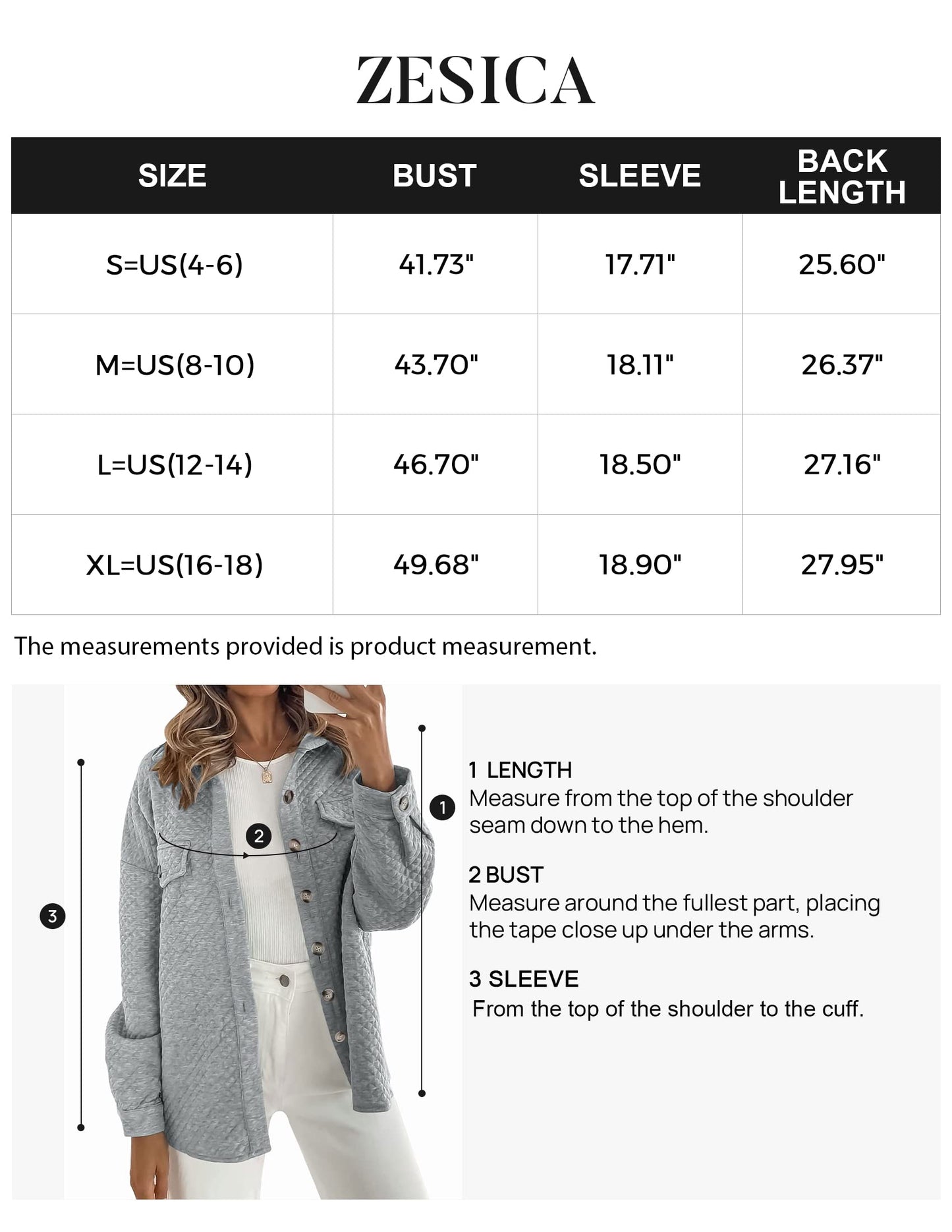 ZESICA Women's Casual Long Sleeve Button Down Loose Lightweight Shacket Shirt Jacket Coat Outerwear with Pockets