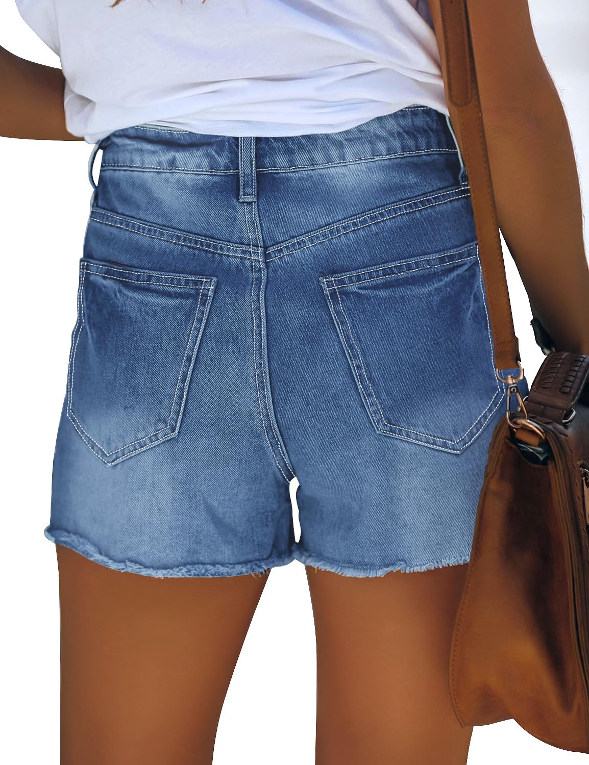 GRAPENT Women's High Waisted Ripped Stretchy Denim Hot Short Summer Jean Shorts